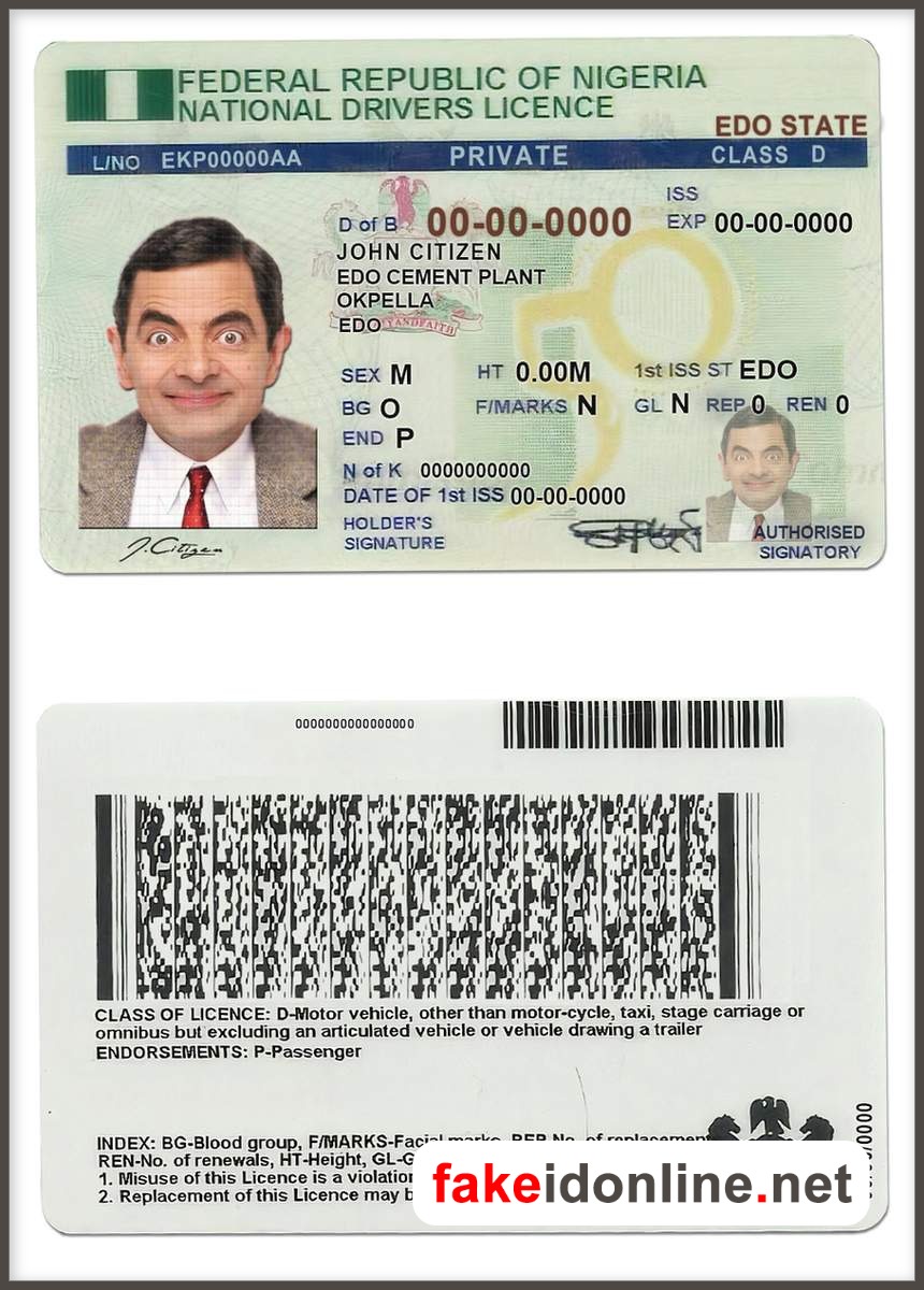 Nigeria Driver License PSD Template